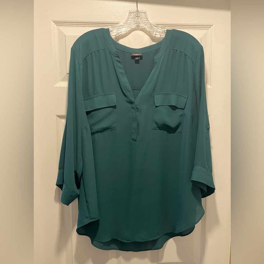 Torrid | Harper - Seafoam Green Georgette Pullover Blouse | Size 2 (XXL / 2X)